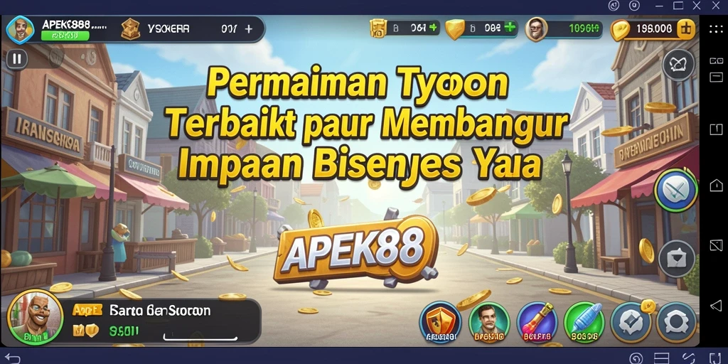 Tampilan gameplay APEK88 dengan manajemen bisnis yang dinamis.