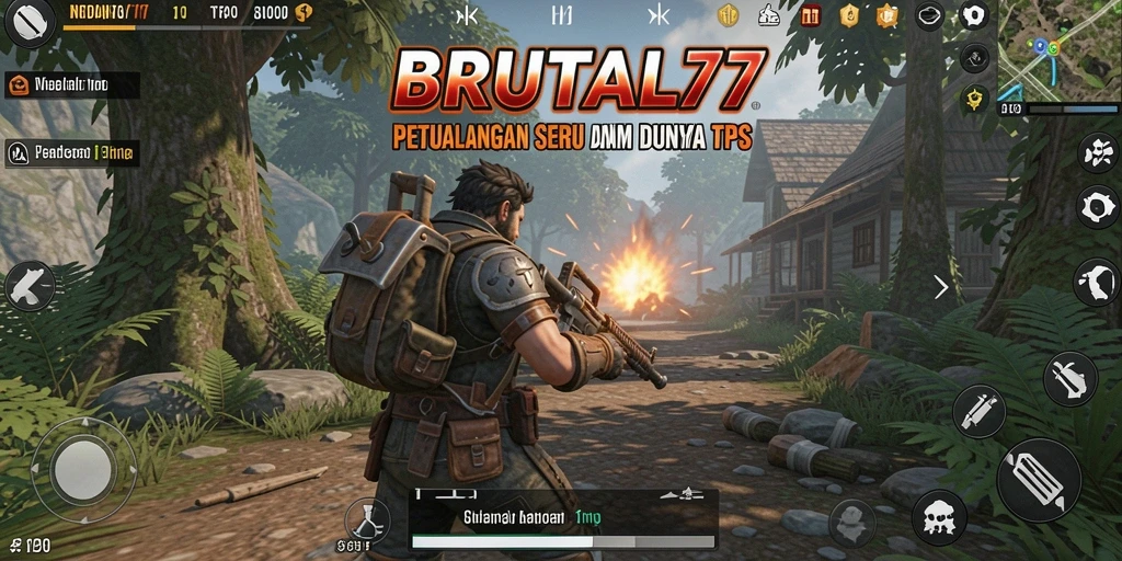 Tampilan utama gameplay BRUTAL77 dalam aksi TPS yang mendebarkan.