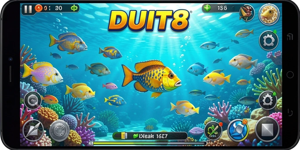 Tampilan gameplay seru dalam Tembak Ikan DUIT8.