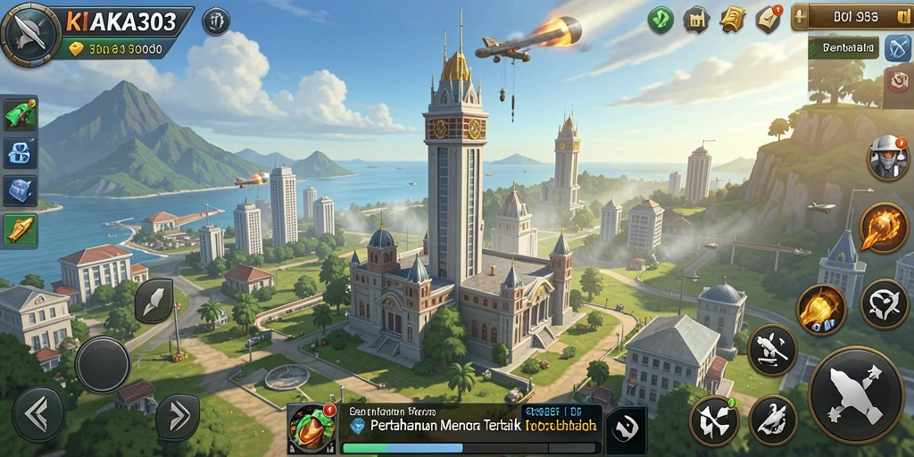 Tampilan gameplay KAKA303 dengan strategi menara yang intens dan seru.