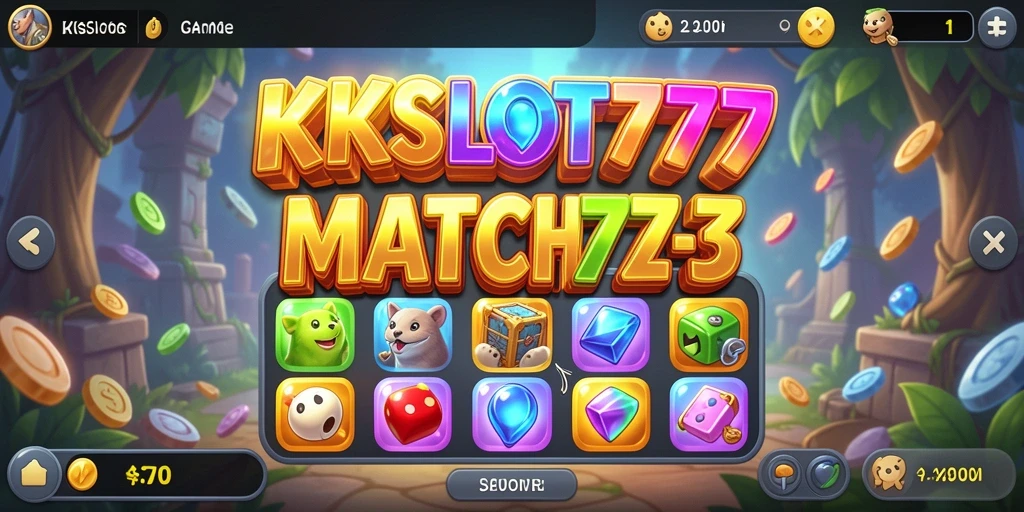 Screenshot gameplay KKSLOT777 menampilkan momen seru mencocokkan item.
