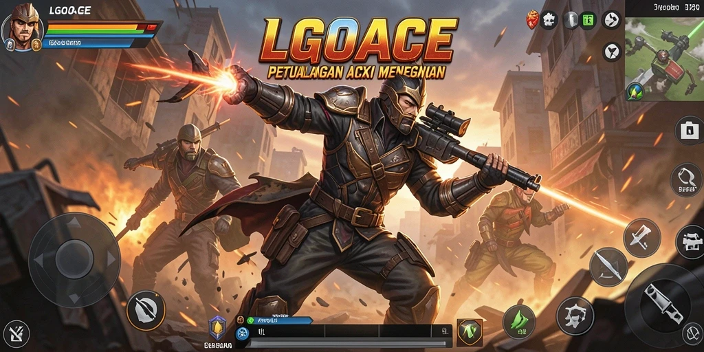 Tampilan gameplay menegangkan dari LGOACE saat bertarung melawan musuh.