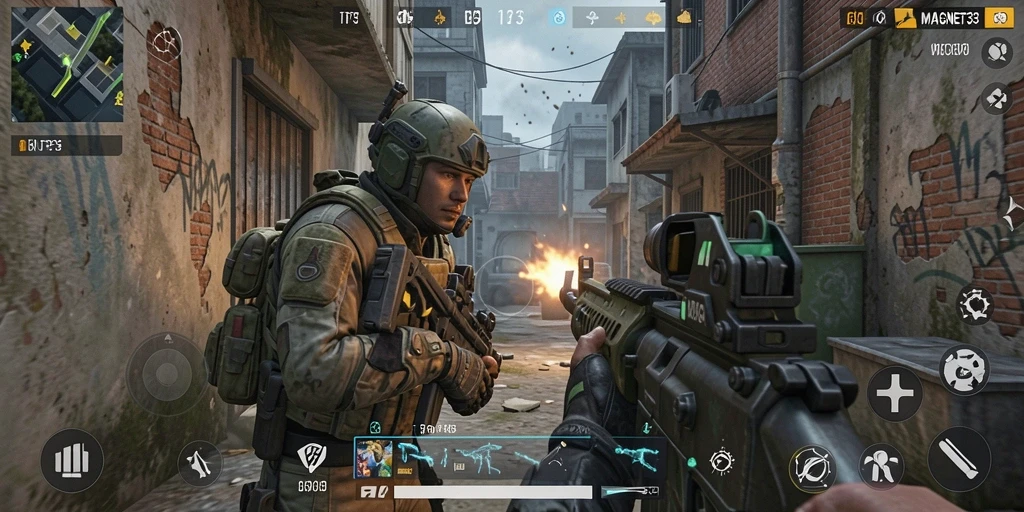 Tampilan gameplay MAGNET33 dengan aksi tembak-menembak yang mendebarkan