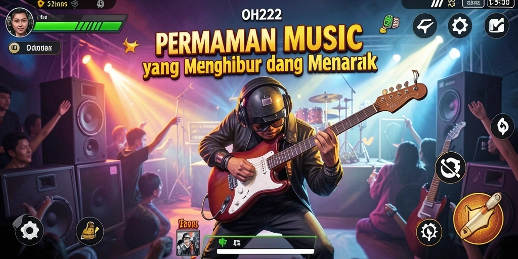 Screenshot gameplay OH222 menampilkan interaksi musik yang menyenangkan.