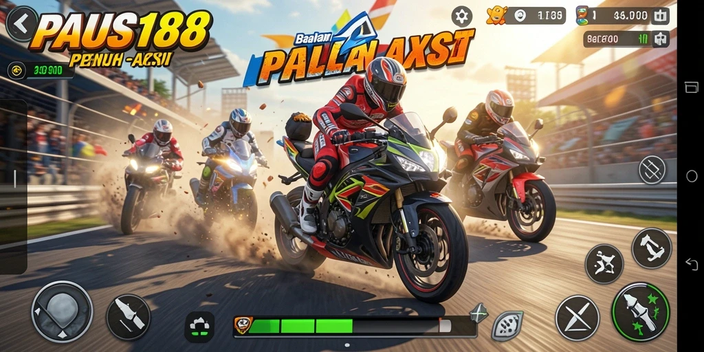 Gameplay seru PAUS188 dengan balapan motor yang menegangkan.