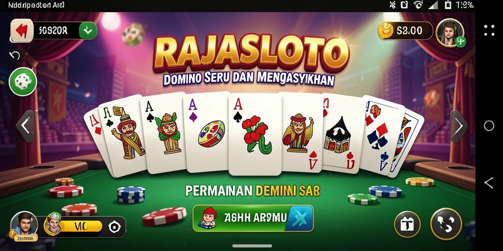 Screenshot RAJASLOTO menampilkan gameplay domino yang menarik.