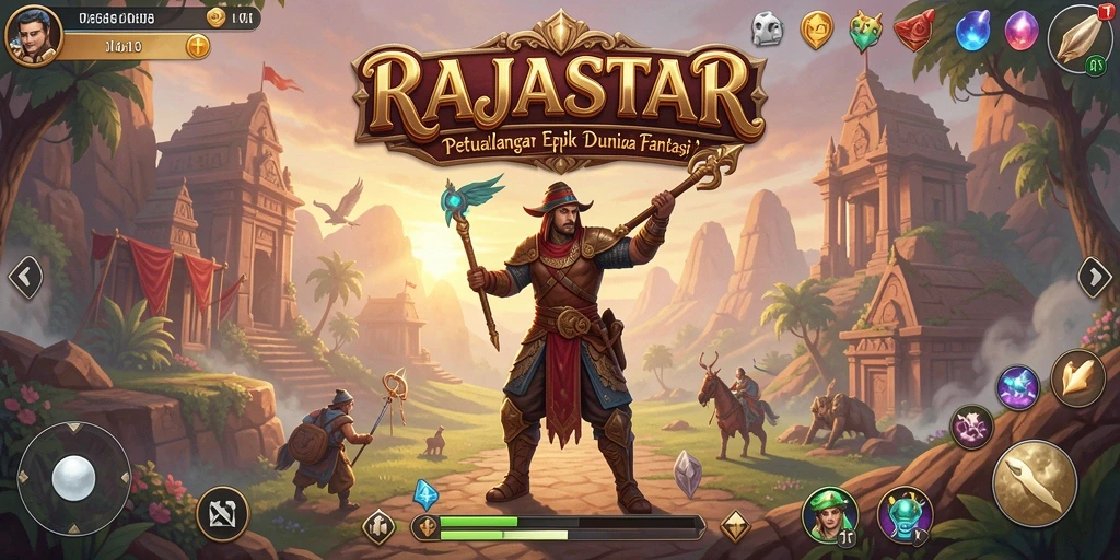 Gameplay RAJASTAR yang menarik dan penuh aksi di dunia fantastis.