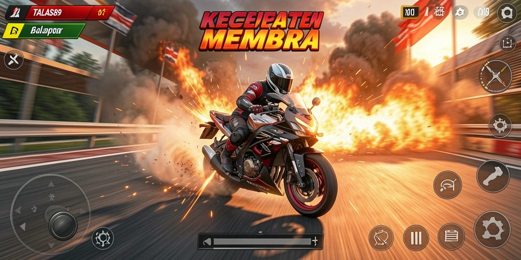 Tampilan gameplay menegangkan di TALAS89 dengan berbagai trek balap motor.